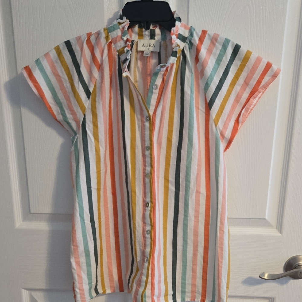 Aura Multicolor Striped Button-Up Shirt